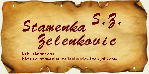 Stamenka Zelenković vizit kartica